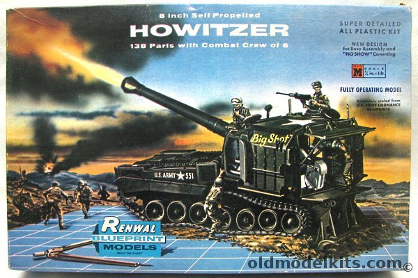 Renwal 1/32 M55 (M-55) 8 Inch Self-Propelled Howitzer 'Big Shot', 551 plastic model kit